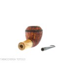 Pipa Ganci Bulldog shape contrasting rustic briar and olive flock - Tobacco Pipes - Natural root