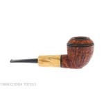 Pipa Ganci Bulldog shape contrasting rustic briar and olive flock - Tobacco Pipes - Natural root