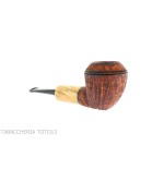 Pipa Ganci Bulldog shape contrasting rustic briar and olive flock - Tobacco Pipes - Natural root