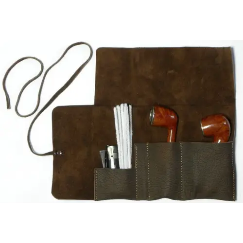 Sac en cuir Brebbia roll-up pour deux pipes et accessoires - Accessoires pour pipes