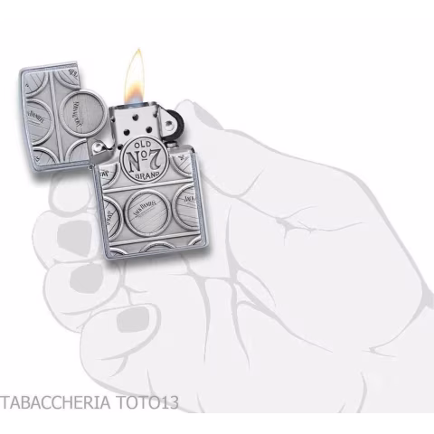 Zippo Jack Daniels, Fässer auf der Plakette "Surprise Emblems" eingraviert - Feuerzeuge
