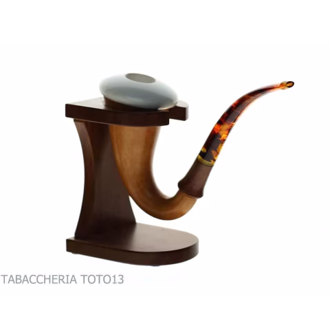 Pipe traditionnelle citrouille Strambach calebasse, embouchure ambre-Strambach  Pipes