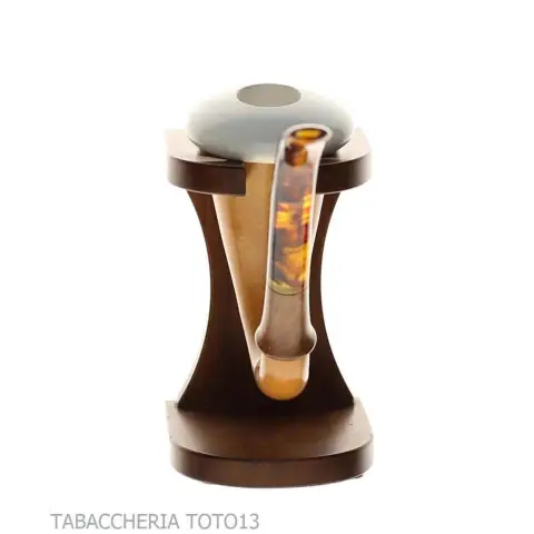 Pipa calabash tradizionale in zucca, bocchino in ambra - Pipe