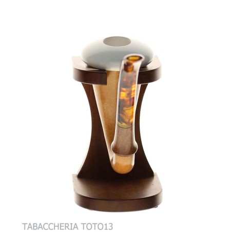 Pipe traditionnelle citrouille Strambach calebasse, embouchure ambre-Strambach  Pipes