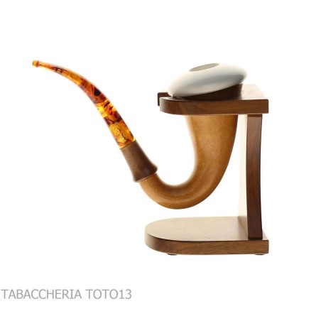 Pipe traditionnelle citrouille Strambach calebasse, embouchure ambre-Strambach  Pipes