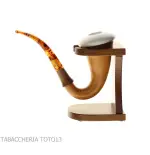 Pipa calabash tradizionale in zucca, bocchino in ambra - Pipe