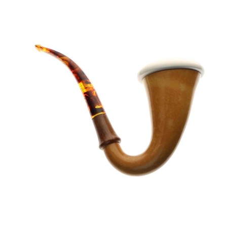 Pipe traditionnelle citrouille Strambach calebasse, embouchure ambre-Strambach  Pipes