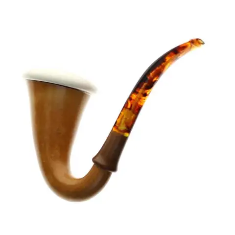 Pipa calabash tradizionale in zucca, bocchino in ambra - Pipe