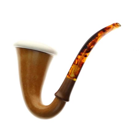 Pipe traditionnelle citrouille Strambach calebasse, embouchure ambre-Strambach  Pipes
