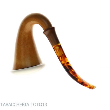 Pipe traditionnelle citrouille Strambach calebasse, embouchure ambre-Strambach  Pipes