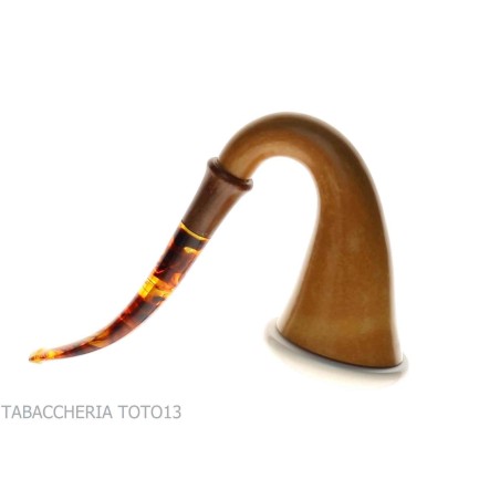 Pipe traditionnelle citrouille Strambach calebasse, embouchure ambre-Strambach  Pipes