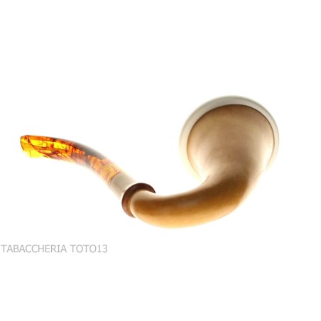 Pipe traditionnelle citrouille Strambach calebasse, embouchure ambre-Strambach  Pipes