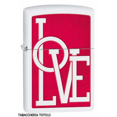 Zippo Love white lacquer finish and red Zippo