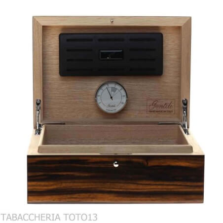 Gentili humidified box for 20 cigars with hygrometer Makassar ebony finish Ebanisteria Gentili Fabrizio Srl Humidor and Showc...