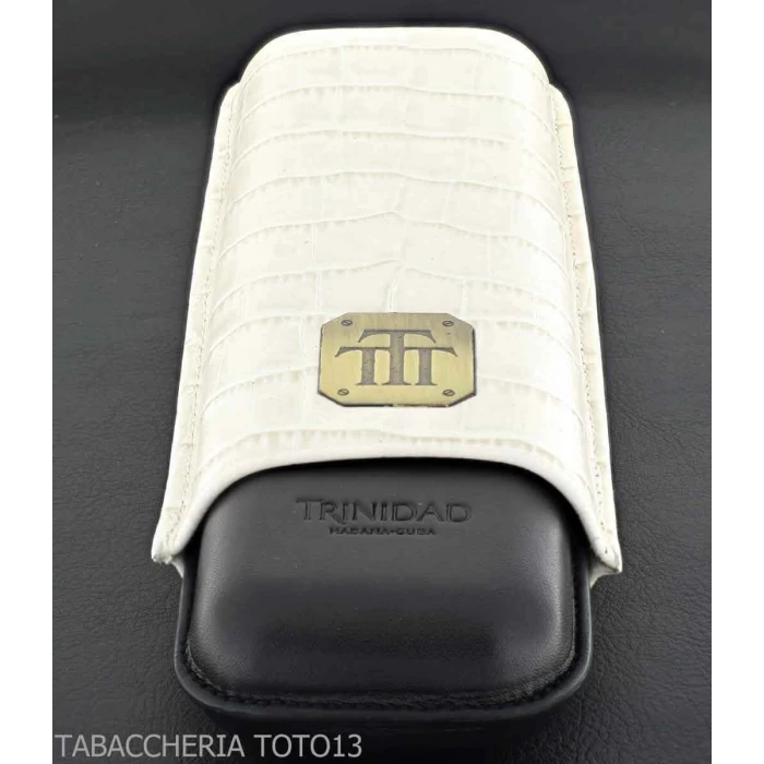 Trinidad pocket cigar case in black and white leather