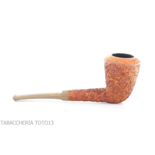 F.Ganci Pipe en forme de Dublin en bruyère rustique légère - Pipe Pour le Tabac - Racine naturelle