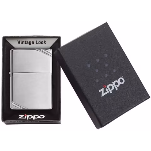 Zippo vintage replica 1935 pulido cromado y decoraciones diagonales - Alumbradores