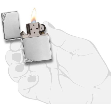 Zippo Vintage Replik 1935 Chrom poliert und Diagonaldekorationen - Feuerzeuge