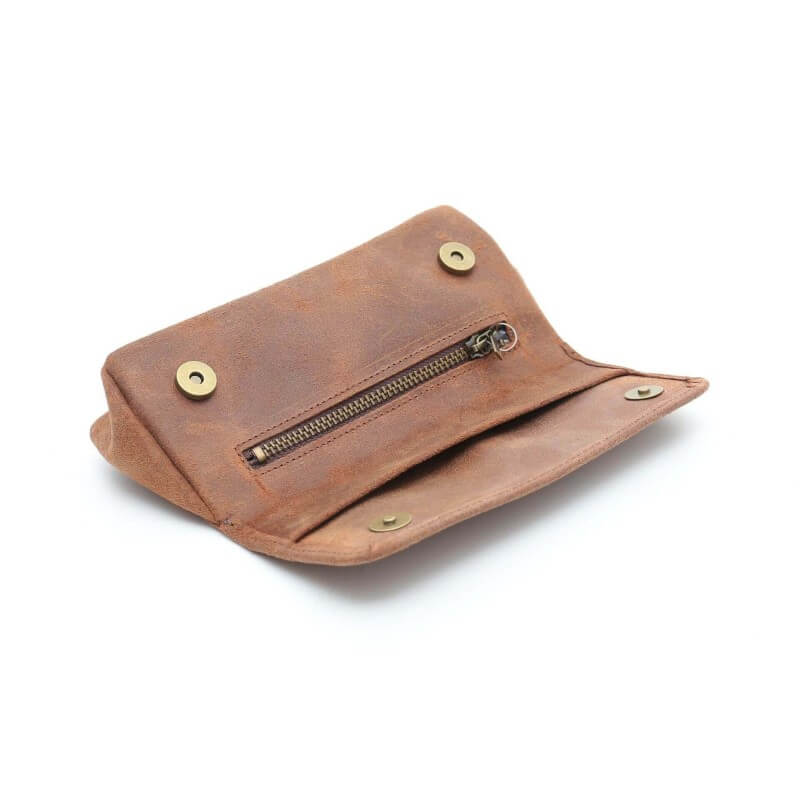 Borsa Savinelli in pelle scamosciata marrone per pipa e tabacco - Savinelli