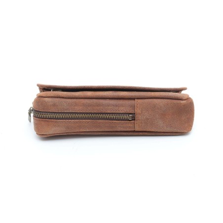 Saco Savinelli en ante marrón para pipa y tabaco. - Bolsas para pipas de tabaco