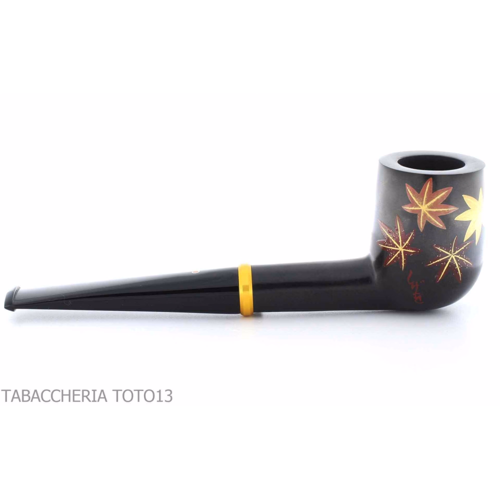 Tsuge Urushi pipe four seasons series, autumn with maple leaves - Tobacco Pipes - Natural root