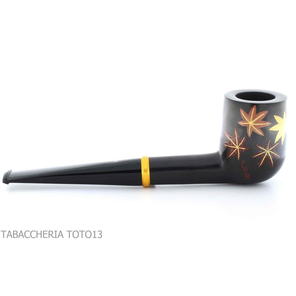 Tsuge Urushi pipe série quatre saisons, automne avec des feuilles d'érable - Pipe Pour le Tabac - Racine naturelle