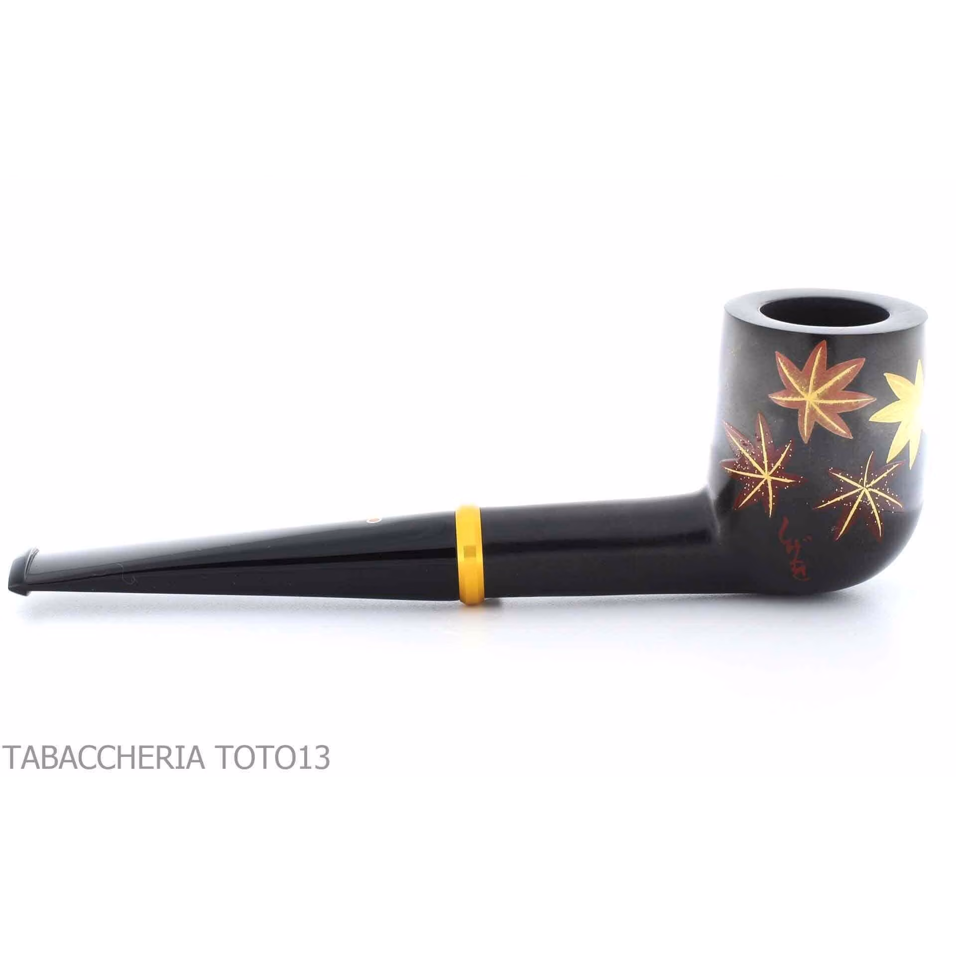 Tsuge Urushi serie quattro stagioni l'autunno con foglie di acero - Pipe