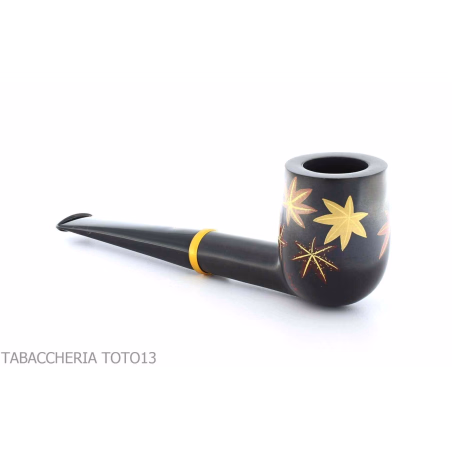 Tsuge Urushi pipe four seasons series, autumn with maple leaves - Tobacco Pipes - Natural root