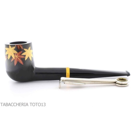 Tsuge Urushi pipe série quatre saisons, automne avec des feuilles d'érable - Pipe Pour le Tabac - Racine naturelle