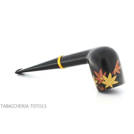 Tsuge Urushi pipe série quatre saisons, automne avec des feuilles d'érable - Pipe Pour le Tabac - Racine naturelle