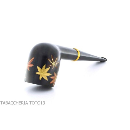 Tsuge Urushi pipe série quatre saisons, automne avec des feuilles d'érable - Pipe Pour le Tabac - Racine naturelle