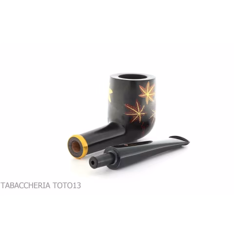 Tsuge Urushi Pfeife vier Jahreszeiten Serie, Herbst mit Ahornblättern - Tabakpfeifen