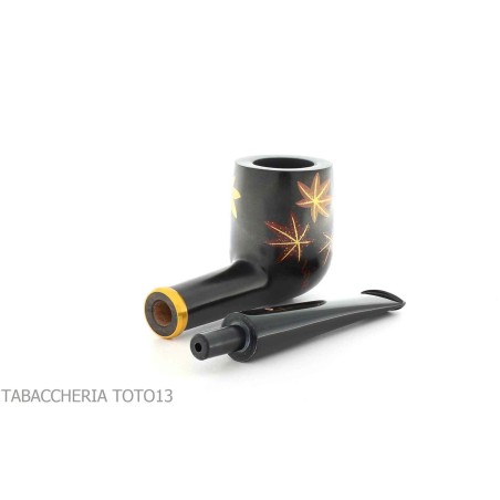 Tsuge Urushi pipe série quatre saisons, automne avec des feuilles d'érable - Pipe Pour le Tabac - Racine naturelle