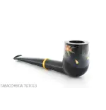 Pipa Tsuge Urushi serie cuatro estaciones, primavera con Sakura, forma de billar - Pipas de Tabaco