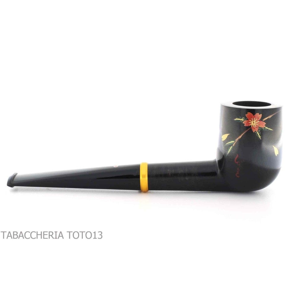 Tsuge Urushi série quatre saisons printemps Sakura, pipe avec forme de billard - Pipe Pour le Tabac - Racine naturelle