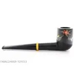 Pipa Tsuge Urushi serie cuatro estaciones, primavera con Sakura, forma de billar - Pipas de Tabaco