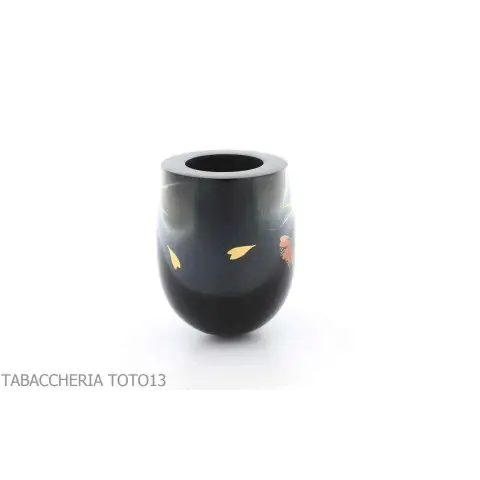 Pipa Tsuge Urushi serie cuatro estaciones, primavera con Sakura, forma de billar - Pipas de Tabaco