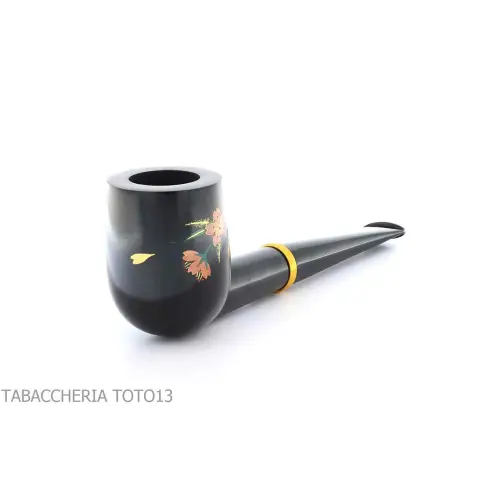 Tsuge Urushi Pfeife vier Jahreszeiten Serie, Frühling mit Sakura, Billardform - Tabakpfeifen