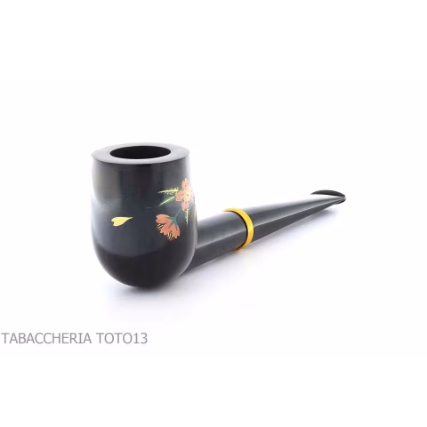 Tsuge Urushi pipe four seasons series, spring with Sakura, billiard shape - Tobacco Pipes - Natural root