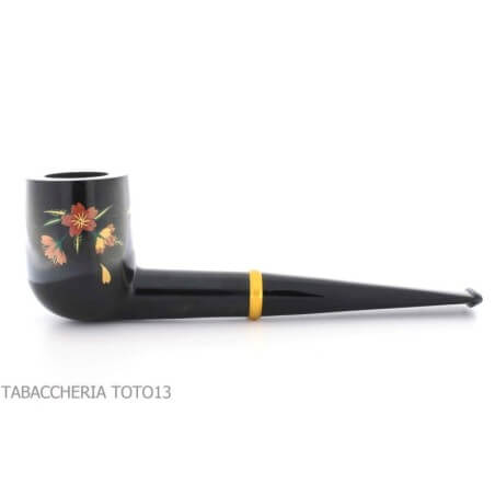 Pipa Tsuge Urushi serie cuatro estaciones, primavera con Sakura, forma de billar - Tsuge Pipe