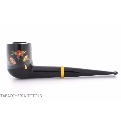Tsuge Urushi série quatre saisons printemps Sakura, pipe avec forme de billard - Pipe Pour le Tabac - Racine naturelle