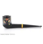 Pipa Tsuge Urushi serie cuatro estaciones, primavera con Sakura, forma de billar - Pipas de Tabaco