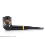 Tsuge Urushi pipe four seasons series, spring with Sakura, billiard shape - Tobacco Pipes - Natural root