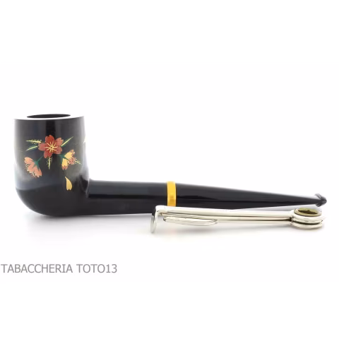 Tsuge Urushi pipe four seasons series, spring with Sakura, billiard shape - Tobacco Pipes - Natural root