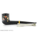 Pipa Tsuge Urushi serie cuatro estaciones, primavera con Sakura, forma de billar - Pipas de Tabaco