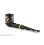 Pipa Tsuge Urushi serie cuatro estaciones, primavera con Sakura, forma de billar - Pipas de Tabaco