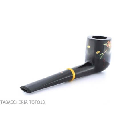 Pipa Tsuge Urushi serie cuatro estaciones, primavera con Sakura, forma de billar - Tsuge Pipe