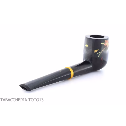 Tsuge Urushi pipe four seasons series, spring with Sakura, billiard shape - Tobacco Pipes - Natural root