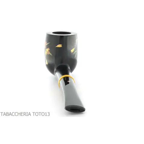Pipa Tsuge Urushi serie cuatro estaciones, primavera con Sakura, forma de billar - Pipas de Tabaco