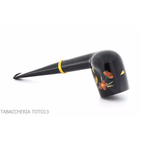 Tsuge Urushi pipe four seasons series, spring with Sakura, billiard shape - Tobacco Pipes - Natural root